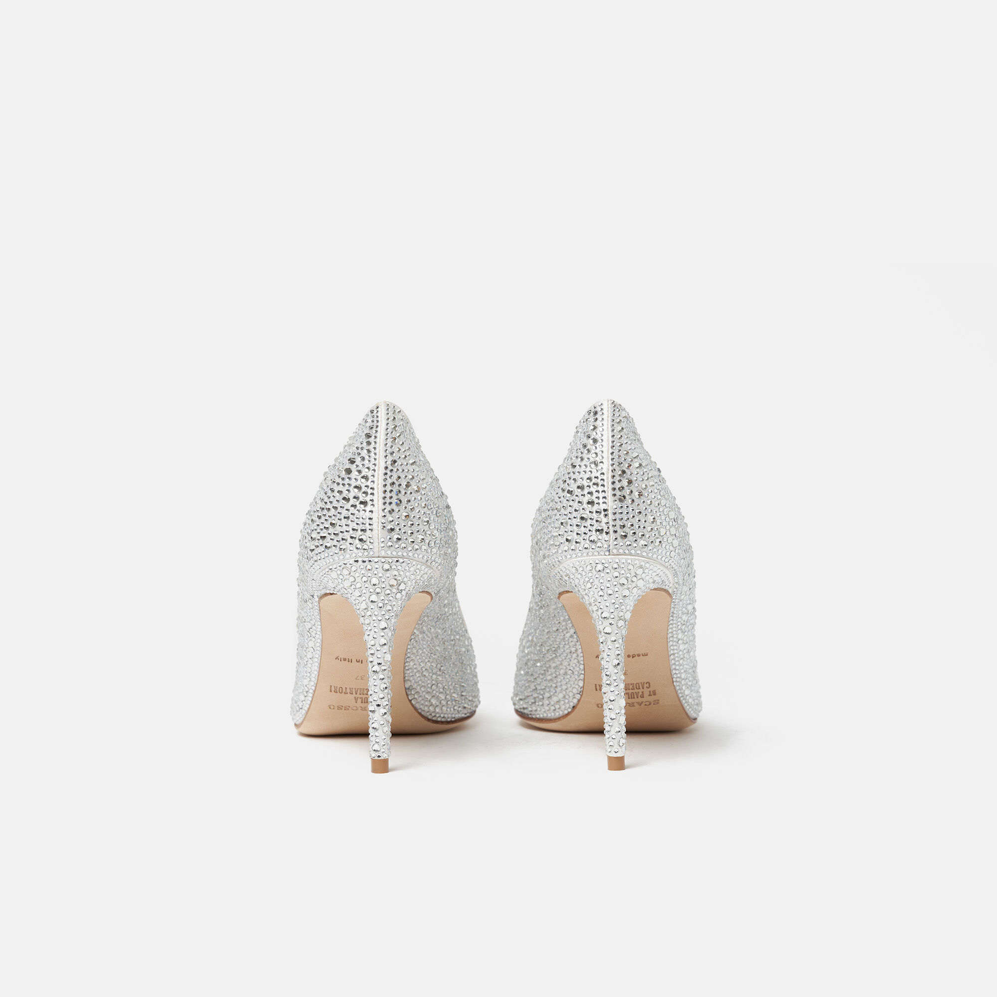 Scarosso Greta Crystal Satin White - Silk GRETAPUMP