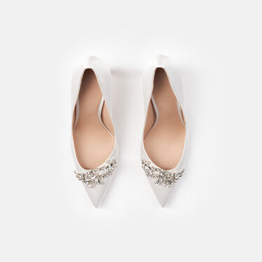Scarosso Greta Satin Strass White - Silk GRETAPUMP