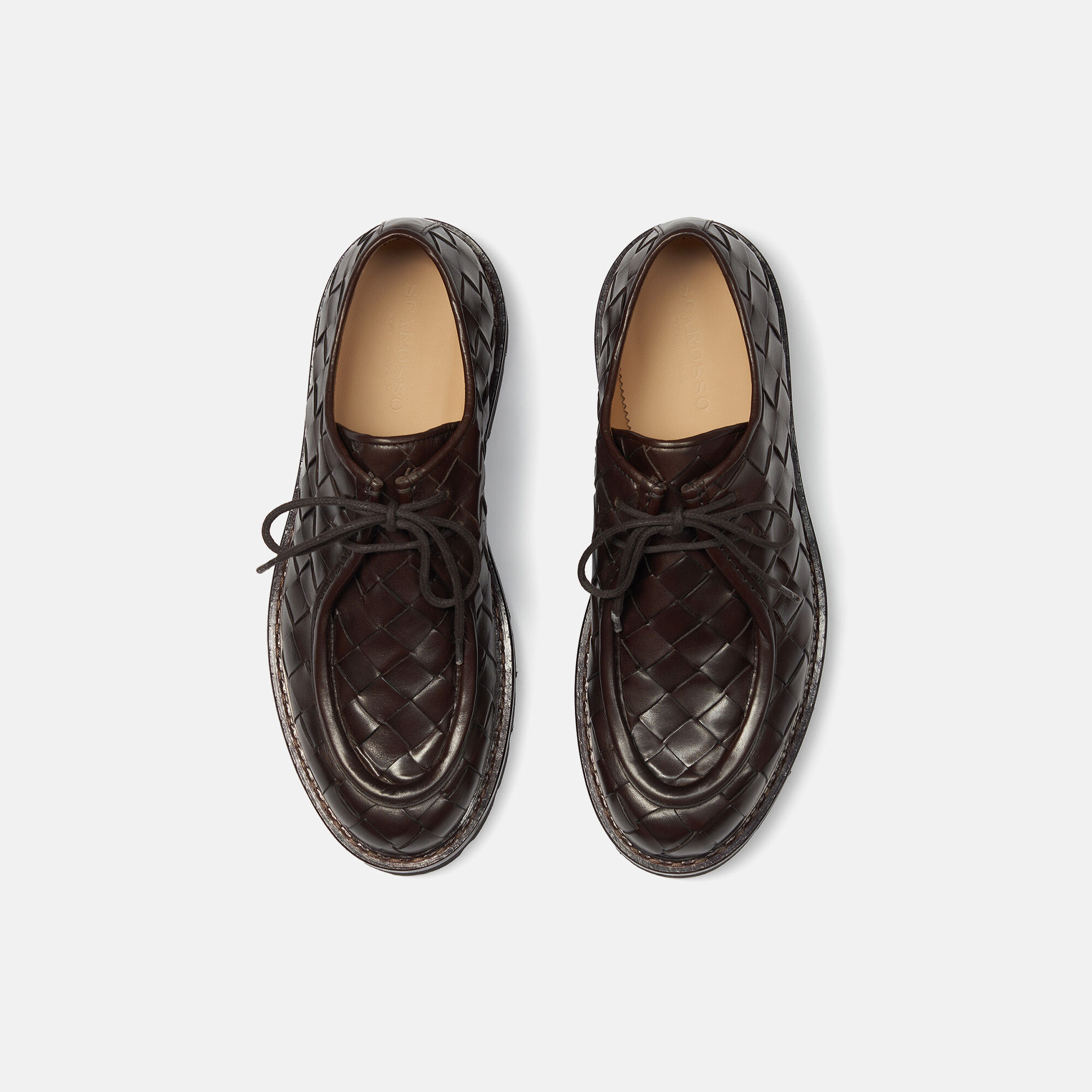 Scarosso Damiano Dark Brown Woven Brown - Calf DAMIANODERB