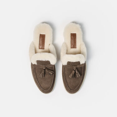 Scarosso Lucrezia Fur Deep Taupe Deep Taupe - Suede Fur LUCREZIAMULE