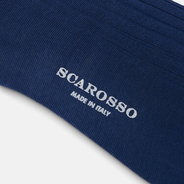 Scarosso Blue Cotton Calf Socks Blue - Cotton CALFCOTTSOCK