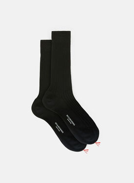 Scarosso Black Wool Calf Socks Black - Wool CALFWOOLSOCK