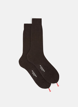 Scarosso Dark Brown Cotton Calf Socks Brown - Cotton CALFCOTTSOCK