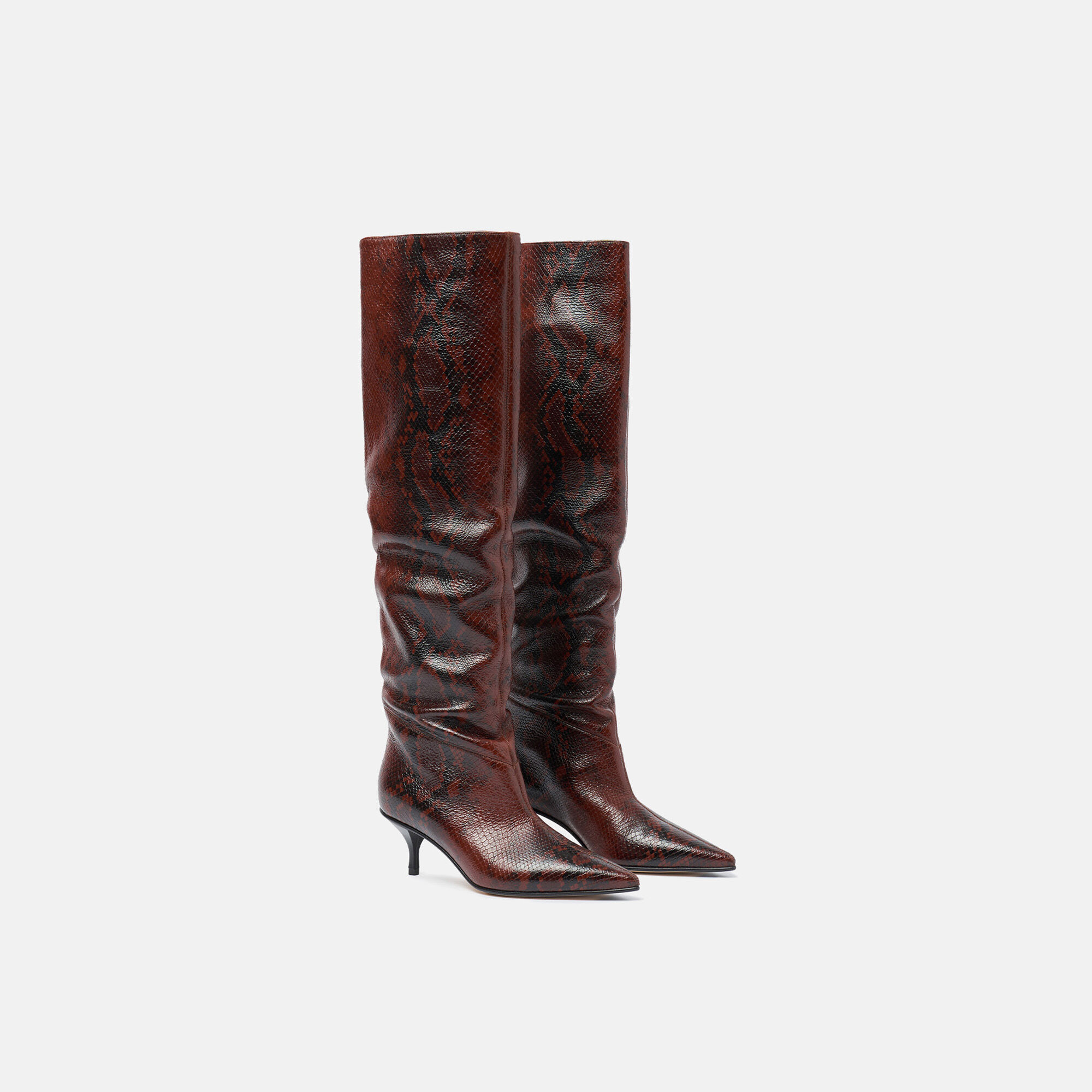 Scarosso Barbara Brown Snake Brown - Snake-Printed Calf BARBARABOOT