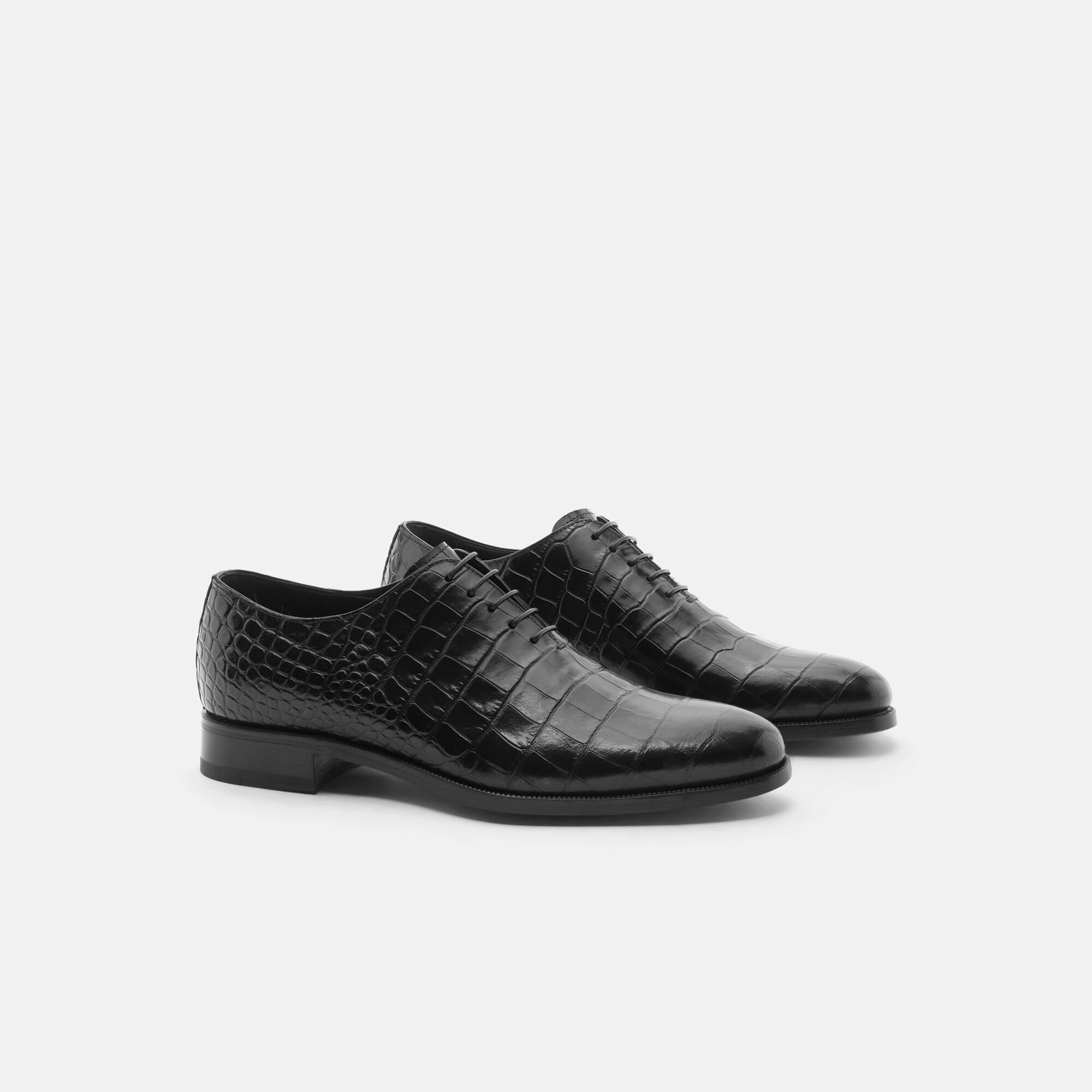 Scarosso Ignazio Black Croco Black - Croco-printed Calf IGNAZIOOXFO