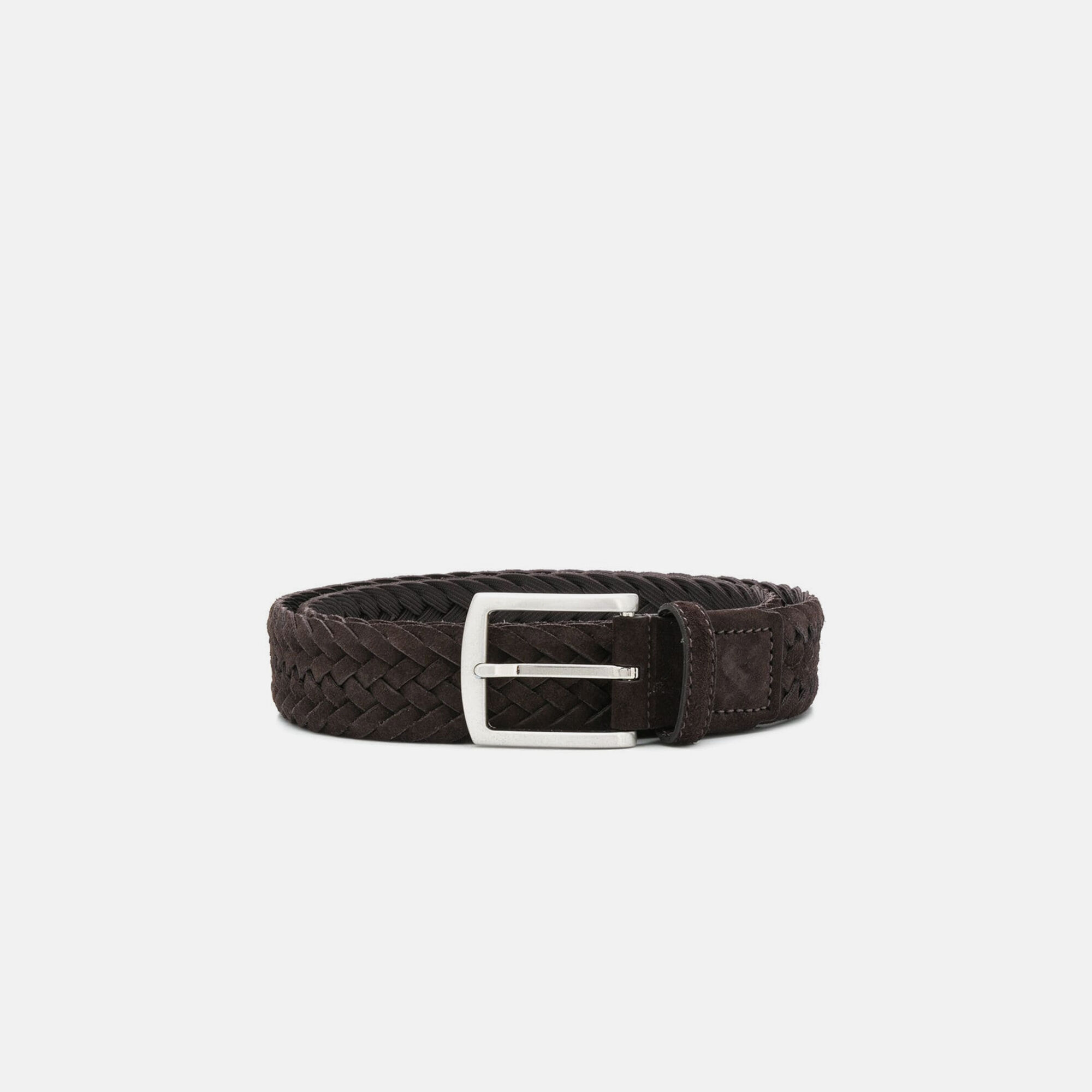 Scarosso Brown Woven Suede Belt Brown suede BRAIDEDBELT