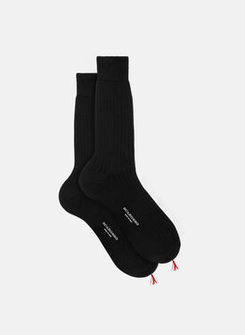 Scarosso Black Cotton Calf Socks Black - Cotton CALFCOTTSOCK